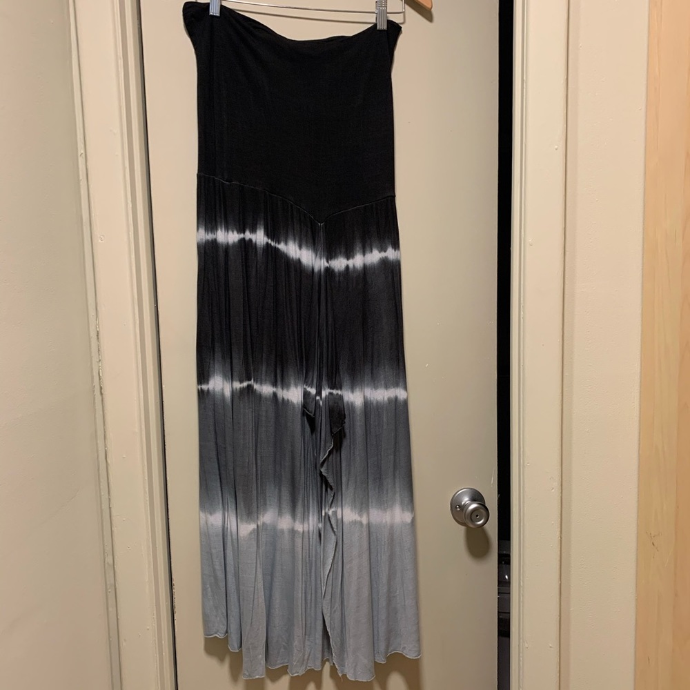 Black to Gray Ombré Strapless Dress
